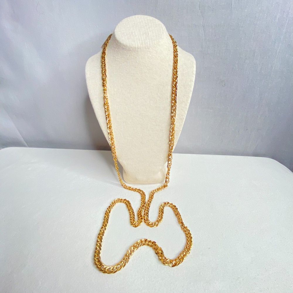 💎Monet Opera Necklace Heavy Chain 54 Inch Gold Plated Brass Curb Links